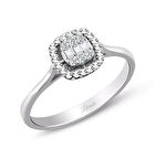 Modern Tasarım 0.08 Ct Baget Kare Tektaş Yüzük