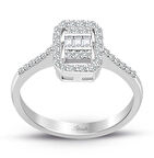 0.35 Ct. Baget Kare Modern Tasarım Tektaş Yüzük