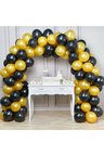 12 inç 70 Adet Metalik Gold - Pastel Siyah Balon + 5 mt balon zinciri