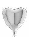 Gümüş Kalp Folyo Balon  45 cm -  3 Adet