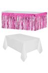 Pembe Metalize Masa Etegi + Plastik Beyaz Masa Örtüsü