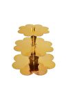 Cansüs 3 Katlı Metalize Karton Cupcake Standı Gold CB0259-7