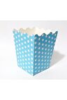 Mavi Puantiyeli Popcorn Kutusu (mısır, Cips Kutusu) 8 Adet
