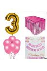 Doğum Günü Parti Seti 3 Rakam Pembe Konsept 