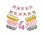 Pembe Konsept 4 Yaş Doğum Günü Kutlama Seti