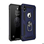 Apple iPhone XS Max 6.5 Uyumlu Kılıf Standlı Manyetik Yüzüklü Military Ring TPU Cover