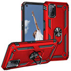 Oppo A92 Uyumlu Kılıf Standlı Manyetik Yüzüklü Military Ring TPU Cover