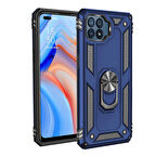 Oppo Reno 4 Lite Uyumlu Kılıf Standlı Manyetik Yüzüklü Military Ring TPU Cover