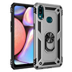 Samsung Galaxy A10S Uyumlu Kılıf Standlı Manyetik Yüzüklü Military Ring TPU Cover