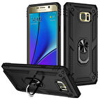 Samsung Galaxy Note 5 Uyumlu Kılıf Standlı Manyetik Yüzüklü Military Ring TPU Cover
