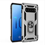 Samsung Galaxy S10 Uyumlu Kılıf Standlı Manyetik Yüzüklü Military Ring TPU Cover