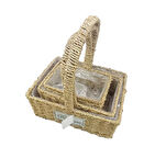 Kare Doğal Hasır Sepet Seti - 3'lü