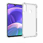 Samsung Galaxy A20S Uyumlu Kılıf Şeffaf Köşelerde Darbelere Karşı Ultra Kalınlaştırılmış Darbe Korumalı Strong Cover