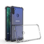 Samsung Galaxy M11 Uyumlu Kılıf Şeffaf Köşelerde Darbelere Karşı Ultra Kalınlaştırılmış Darbe Korumalı Strong Cover