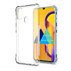 Samsung Galaxy M21 Uyumlu Kılıf Şeffaf Köşelerde Darbelere Karşı Ultra Kalınlaştırılmış Darbe Korumalı Strong Cover