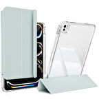 Apple iPad Pro 11 2024 Uyumlu Kılıf Manyetik 2in1 Ayrılabilen Akıllı Uyandırma ve Uyku Özelliği, Entegre Apple Pencil Tutucu, Yüksek Darbe Koruması, Dayanıklı ve Şeffaf Arka Kapak