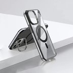 Apple iPhone 14 Pro Uyumlu Kılıf Açılabilir Stand Özellikli, Magsafe Şarj Destekli, Şeffaf Kapak