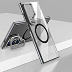 Samsung Galaxy S24 Ultra Uyumlu Kılıf Açılabilir Stand Özellikli, Magsafe Şarj Destekli Şeffaf Kapak