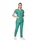 Mervem Takım V Yaka Tree Cotton Hemşire Üniforma Yeşil