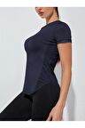 Ghassy Co. Kadın Dry Fit Running Yoga Hızlı Kuruma Nem Emici Yanları Fileli Hava Alabilen Spor T-shirt
