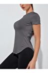 Ghassy Co. Kadın Dry Fit Running Yoga Hızlı Kuruma Nem Emici Yanları Fileli Hava Alabilen Spor T-shirt