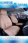 Toyota Yaris 2008-2011 Uyumlu Lüx Deri Oto Koltuk Kılıfı Ön Arka Takım Set RYL Serisi BEJ
