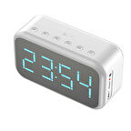 Kablosuz Hoparlör Dijital Saat ve Alarm Özellikli, 6W Ses Çıkışı, FM Radyo, USB/TF/AUX Girişli Beyaz