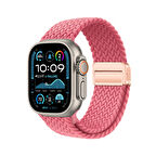 Apple Watch Ultra / Ultra2 49mm İçin İpeksi Dokunuş Saat Kordonu Hasır Örgülü Şık ve Sportif Kordon