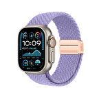 Apple Watch - SE/SE 2/4/5/6 44mm İçin İpeksi Dokunuş Saat Kordonu Hasır Örgülü Şık ve Sportif Kordon