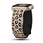 Apple Watch - SE/SE 2 /4/5/6 44mm Leopar Desenli Silikon Kordon Suya ve Tere Dayanıklı, Hafif, Esnek