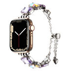 Apple Watch 1/2/3 Serisi 42mm Özel Parlak Taşlı Bileklik Kordon Saatine Zarafet ve Işıltı Kat. !