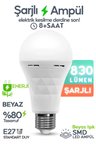 Şarjlı Ampül 830 lümen Ultra Acil Durum & Kamp Işığı 220v Beyaz E27 Duy Otomatik %80 Tasarruflu