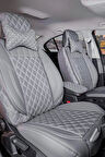 Honda Shuttle Uyumlu Lüx Yarı Deri Oto Koltuk Kılıfı Ön Arka Takım PETRA Serisi FÜME