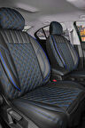 Seat Marbella Uyumlu Lüx Yarı Deri Oto Koltuk Kılıfı Ön Arka Takım PETRA Serisi SİYAH MAVİ