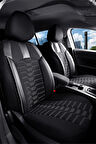 Peugeot 508 Station Wagon ile Uyumlu Lüx Deri Detaylı Oto Koltuk Kılıfı Ön Arka Takım PLATINUM SİYAH BEYAZ