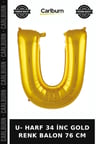 Premium U- HARF 34 İNC GOLD RENK BALON 76 CM Özel Gün Doğum Günü Salon