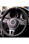 Volkswagen Polo 2017 > Uyumlu Dikmeli Direksiyon Kılıfı Alcantara Gri Yüzüklü
