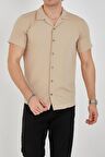 Erkek Slim Fit Polycotton Kısa Kol Gömlek