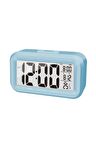 Mavi Premium Işık Sensörlü Termometreli Alarmlı Dijital Masa Saati