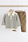 Next Baby Pamuklu Triko Çizgili Kazak Pantolon Alt Üst Takım