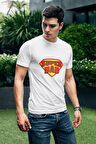 Super Dad Baskılı Babalar Günü Eğlenceli Hediyelik Beyaz Unisex T-Shirt