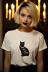 I Prefer Cats Over People Kedi Baskılı Hediyelik Eğlenceli Beyaz Unisex T-Shirt