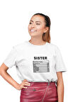Sister Nutrition Facts Baskılı Kız Kardeş Abla Hediyelik Eğlenceli Beyaz Unisex T-Shirt
