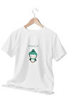 'Neşeli Penguen Selamı'  Temalı Penguen Baskılı Beyaz Unisex T-Shirt