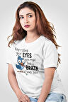 Keep Rolling Your Eyes Sarkastik Baskılı Unisex Regular Fit Pamuklu Beyaz Tişört