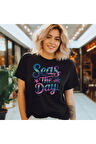 Seas The Day Baskılı Yaz Temalı Unisex Regular Fit Pamuklu Siyah Tişört