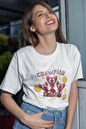 Crawfish Season Preppy Baskılı Yaz Temalı Unisex Regular Fit Pamuklu Beyaz Tişört