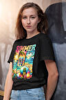 Summer Vibes Plaj Baskılı Yaz Temalı Unisex Regular Fit Pamuklu Siyah Tişört