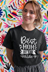 Best Mom In The Galaxy Baskılı Anneler Günü Hediyelik Siyah %100 Pamuklu T Shirt