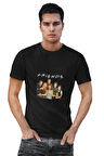Friends Chandler Ross Joey Monica Phoebe Rachel Baskılı Hediyelik Eğlenceli Siyah Unisex T-Shirt